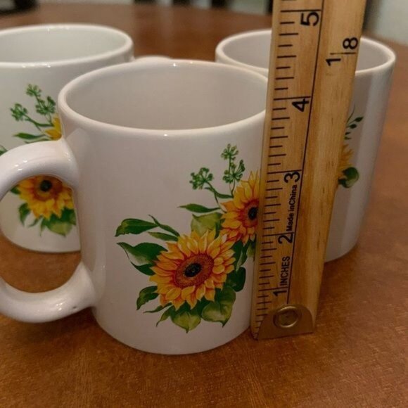Sunflower Ceramic Coffee Mugs  Set Of 3 Flower Design - Picture 3 of 5
